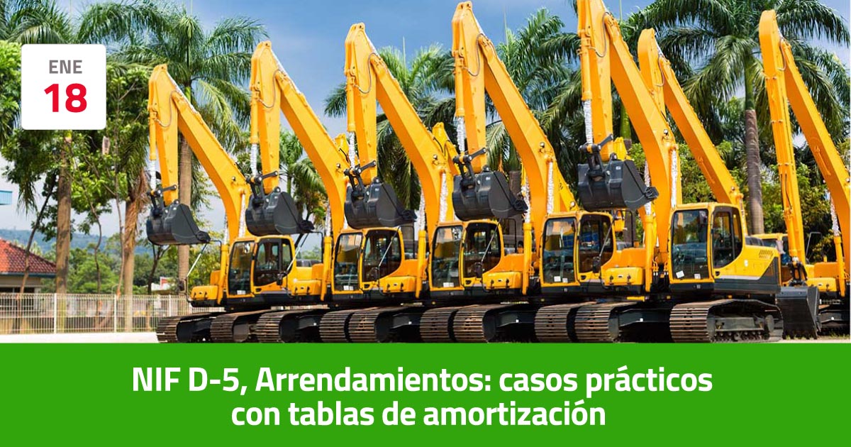 NIF D5, Arrendamientos casos prácticos con tablas de amortización